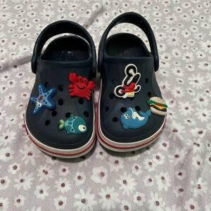CROCS Kids Navy Water Shoes with Fun Charms